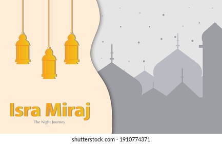 Isra Miraj Paper Style Card Vector