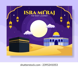 Isra Mi'raj Photocall Cartoon Hand Drawn Templates Background Illustration
