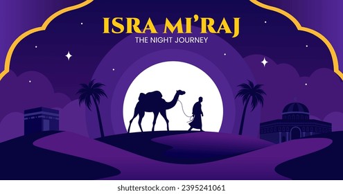 Isra Mi'raj Post Flat Cartoon Hand Drawn Templates Background Illustration