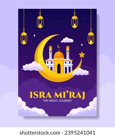Isra Mi'raj Poster Cartoon Hand Drawn Templates Background Illustration