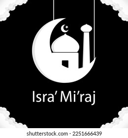 Isra' Mi'raj prophet Muhammad SAW. Islamic icon. Vector illustration.
