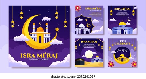 Isra Mi'raj Social Media Post Flat Cartoon Hand Drawn Templates Background Illustration