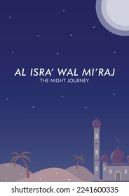 Isra mi'raj theme vector illustration. Islamic poster flat design.
