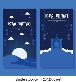 isra miraj vertical banner illustration in flat design