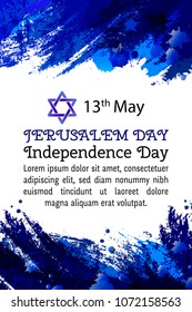 Israel 70 anniversary, Jerusalem Independence Day, festive greeting poster, Jewish Holiday, Jerusalem banner Israeli blue star, vector modern concept. Design template poster, banner, flayer, greeting