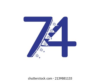 Israel 74th Independence Day Logo, Blue Numbers And Israel Flag Bunting