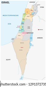 Israel administrative and political vector map