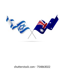 Israel and Australia flags. Crossed flags. Vector illustration.