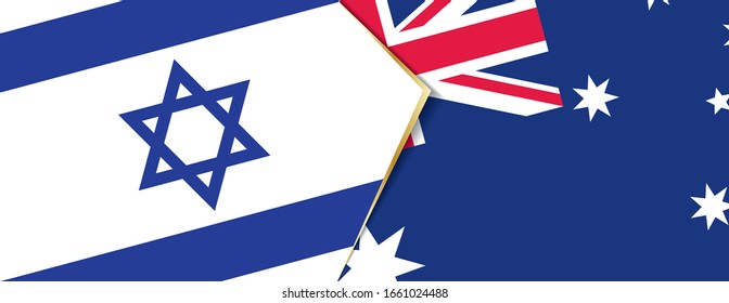 Israel y Australia banderas, dos vectores símbolo de relación o enfrentamiento.