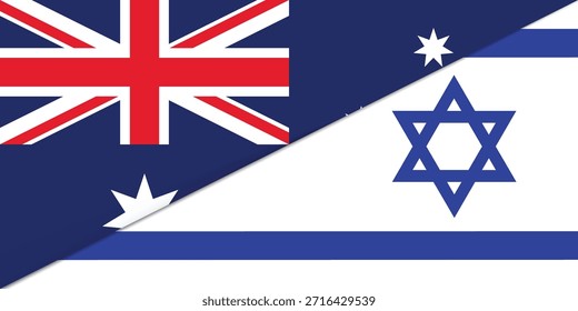 Bandeiras de Israel e da Austrália, duas bandeiras vetoriais símbolo de relacionamento.