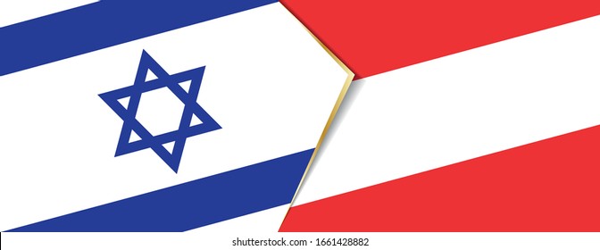 Israel and Austria flags, two vector flags symbol of relationship or confrontation.