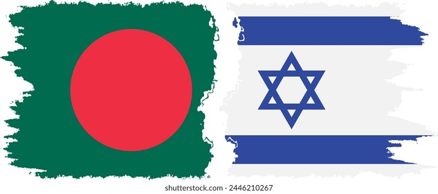 Israel and Bangladesh grunge flags connection, vector