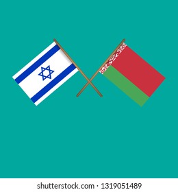 Israel and Belarus crossed flags.Language learning or travel concept