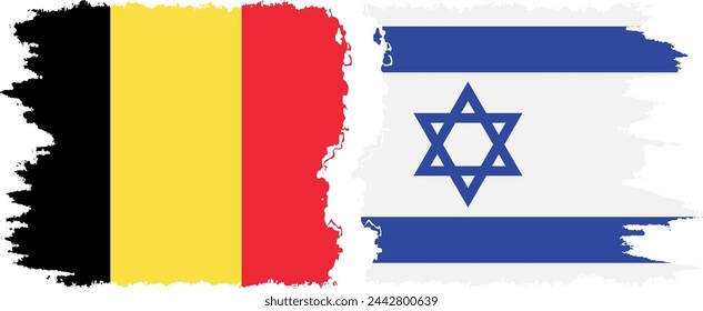 Israel and Belgium grunge flags connection, vector