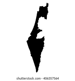 Israel black map on white background vector