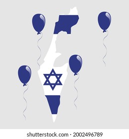 Israel - Blaue und Weiße Flagge innerhalb Karte