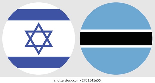 Israel and Botswana circular flag vector with gray colour background 