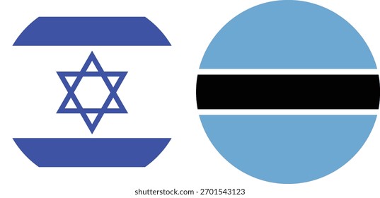 Vector de bandera circular de Israel y Botsuana e ilustración con fondo transparente 