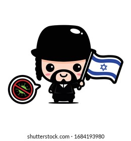 Israel boy with flag against virus