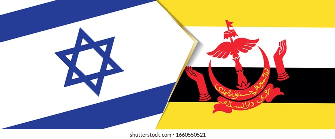 Israel and Brunei flags, two vector flags symbol of relationship or confrontation.