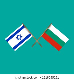Israel and Bulgaria crossed flags.Language learning or travel concept