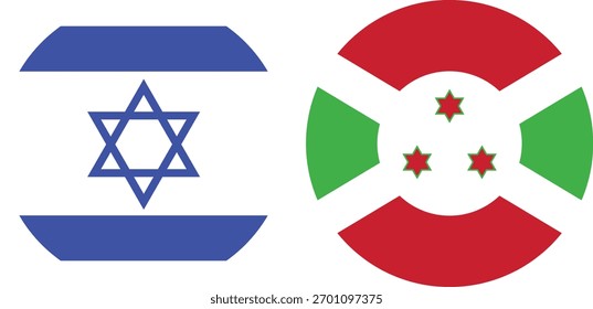 Vector de la bandera circular de Israel y Burundi e ilustración con fondo transparente 