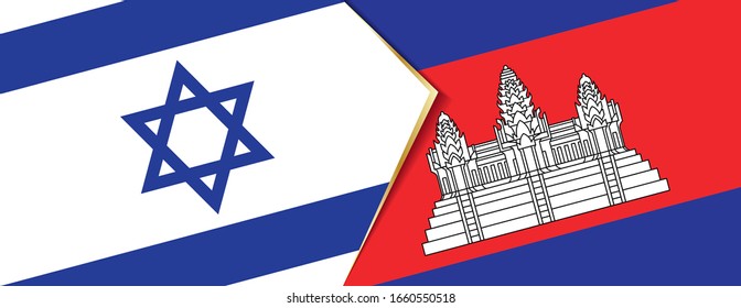 Israel und Kambodscha Flaggen, zwei Vektorillustrationen Flaggen Symbol für Beziehung oder Konfrontation.