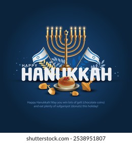 Israel celebrating happy Hannukah festival. creative abstract vector illustration design.