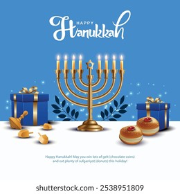 Israel celebrating happy Hannukah festival. creative abstract vector illustration design.