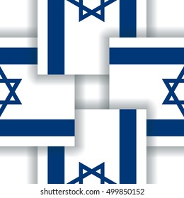Israel - Checkered seamless pattern of the flags with shadows. The qualitative study of the shadows. Vector illustration for a patriotic background.