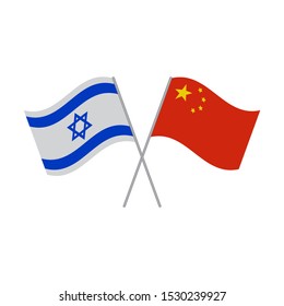 Israel and China flags vector icon isolated on white background
