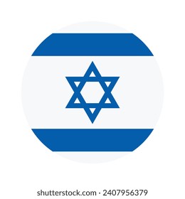 Israel circle flag. Button flag icon. Standard color. Circle icon flag. Computer illustration. Digital illustration. Vector illustration.