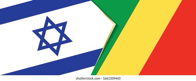 Israel and Congo flags, two vector flags symbol of relationship or confrontation.