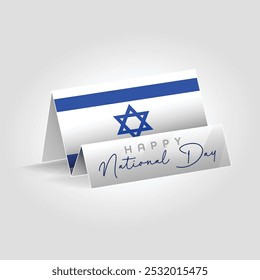 Israel country paper flag standing on the ground. Happy national day flag design.