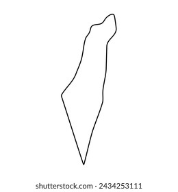 Israel country simplified map. Thin black outline contour. Simple vector icon