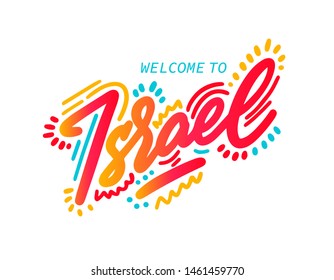 Israel Creative Handwritten Font Design Vector Illustration.