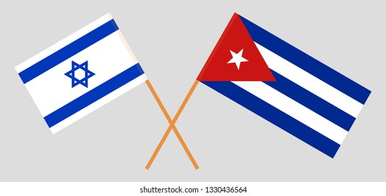 Israel and Cuba. The Israeli and Cuban flags. Official colors. Correct proportion. Vector illustration