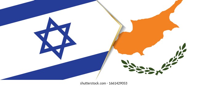 Israel and Cyprus flags, two vector flags symbol of relationship or confrontation.