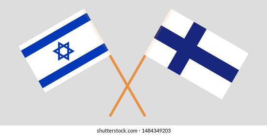 Israel and Finland. Crossed Israeli and Finnish flags
