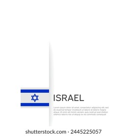 Israel flag background. State patriotic israeli banner, cover. Document template with israel flag on white background. National poster. Business booklet. Vector illustration, simple design