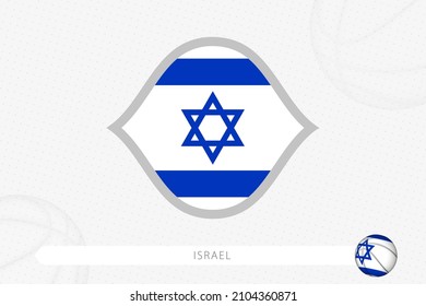 Israel flag for basketball competition on gray basketball background. Sports vector illustration.