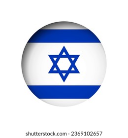 Israel-Flagge - hinter dem zerschnittenen Kreissenpapier-Loch mit innerem Schatten.