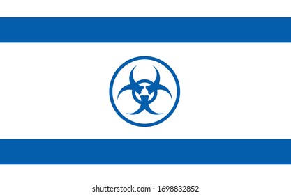 Israel flag. Biohazard symbol icon. Vector illustration against coronavirus, covid-19, 2019-ncov.
