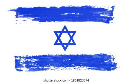Israel flag, blue stroke vector illustration