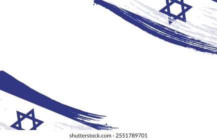 Israel Flag with Brush Stroke Effect, Grunge brush stroke. Watercolor painting flag design.