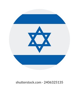 Israel Flagge. Button-Flag-Symbol. Standardfarbe. Circle Icon Flag. Computergrafik. Digitale Illustration. Vektorgrafik.