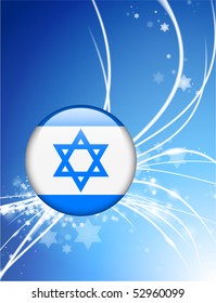 Israel Flag Button on Abstract Modern Light Background Original Illustration