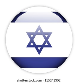 Israel flag button on white