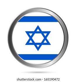 Israel flag button on a white background. Vector illustration.