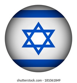 Israel flag button on a white background. Vector illustration.
